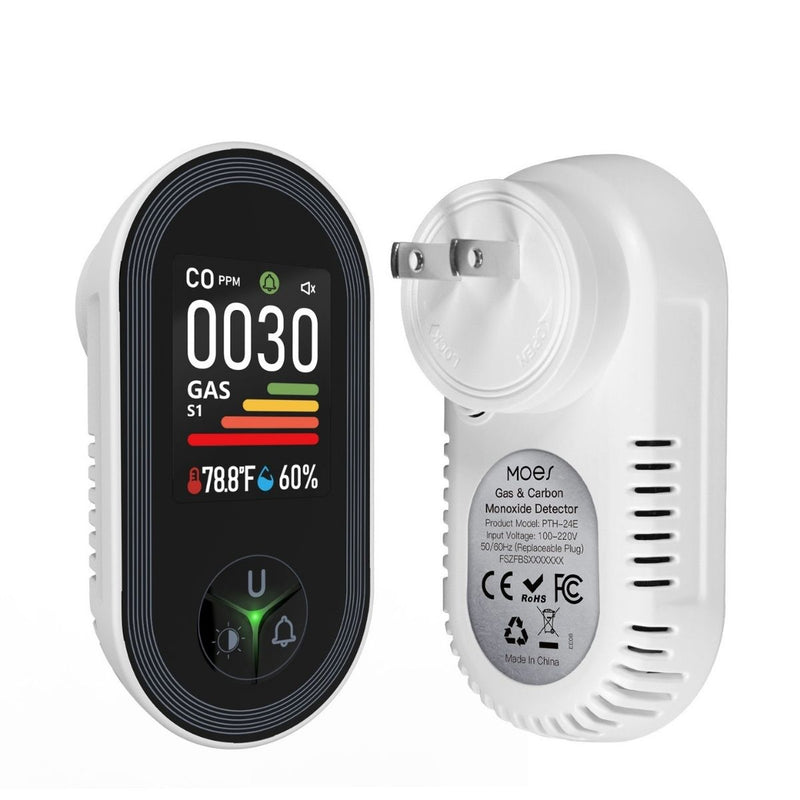 Detector alarma De Gas, Monóxido De Carbono, Temperatura Y Humedad 4-En-1 Con Pantalla Digital De Plástico ABS Antiflama