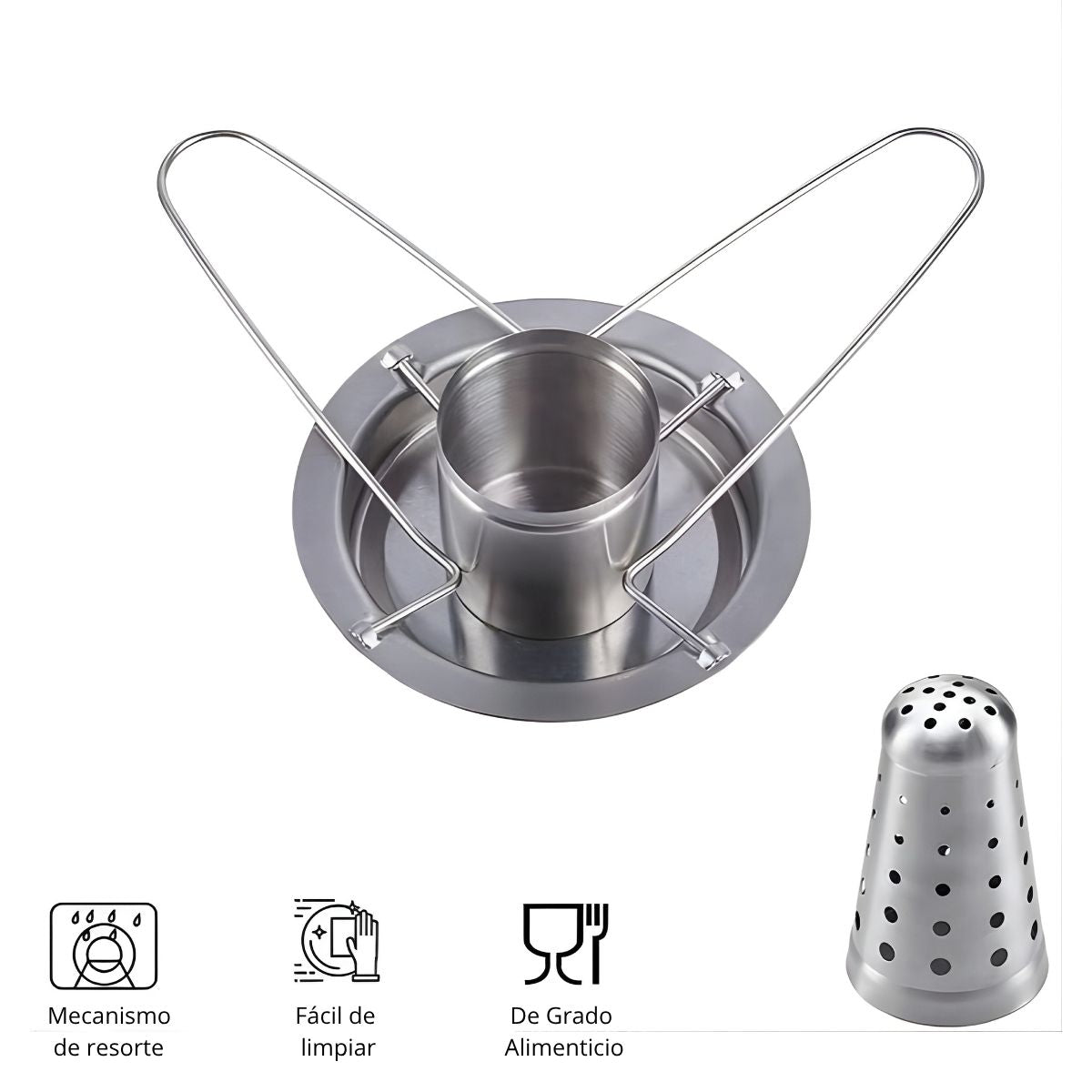 Base Rostizador Asador De Pollo al barril Vertical Acero Inoxidable 7"X9" (18x23cm) Con Aromatizador Para Cerveza, Vino Y Especias.