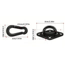 Gancho Para Hamaca Con Mosquetón De 5 mm En Hierro. Capacidad 200 Lbs. Argolla Para Poleas, Columpios, Entrenamiento Fitness Y Cuerdas. (Set de 2 unds) Color Negro