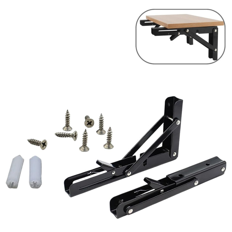 Soporte Brazo Plegable De Repisas Metalico De 20" (50.8 Cm) De Acero Laminado En Frío Para Repisas, Estantes. Escuadra Abatible Color Negro.  (Se vende por Unidad)