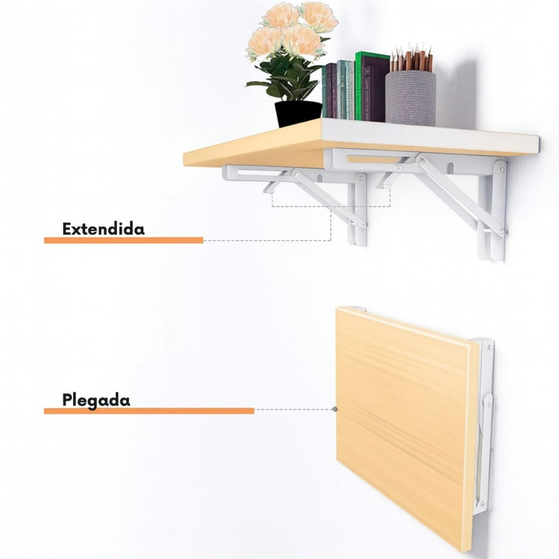 Soporte Brazo Plegable De Repisas Metalico De 16" (40.64 Cm) De Acero Laminado En Frío Para Repisas, Estantes. Escuadra Abatible Color Blanco.  (Se vende por Unidad)
