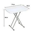 Mesa Plegable Portátil De Plástico Liviana Con Patas Metálicas De 30x20x27" (77x50x68 cm) Para Camping, Comidas, Eventos, Buffet, Oficina. Color Blanco.