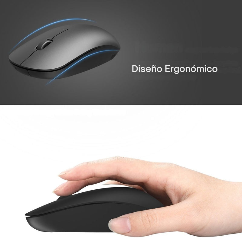 Mouse Inalámbrico Ergonómico 2.4G Con Diseño Compacto, Sensor Óptico De 1000 DPI, Compatible Con Laptops Y Computadoras. (Usa 1 Batería AA No Incluida) Color Negro.