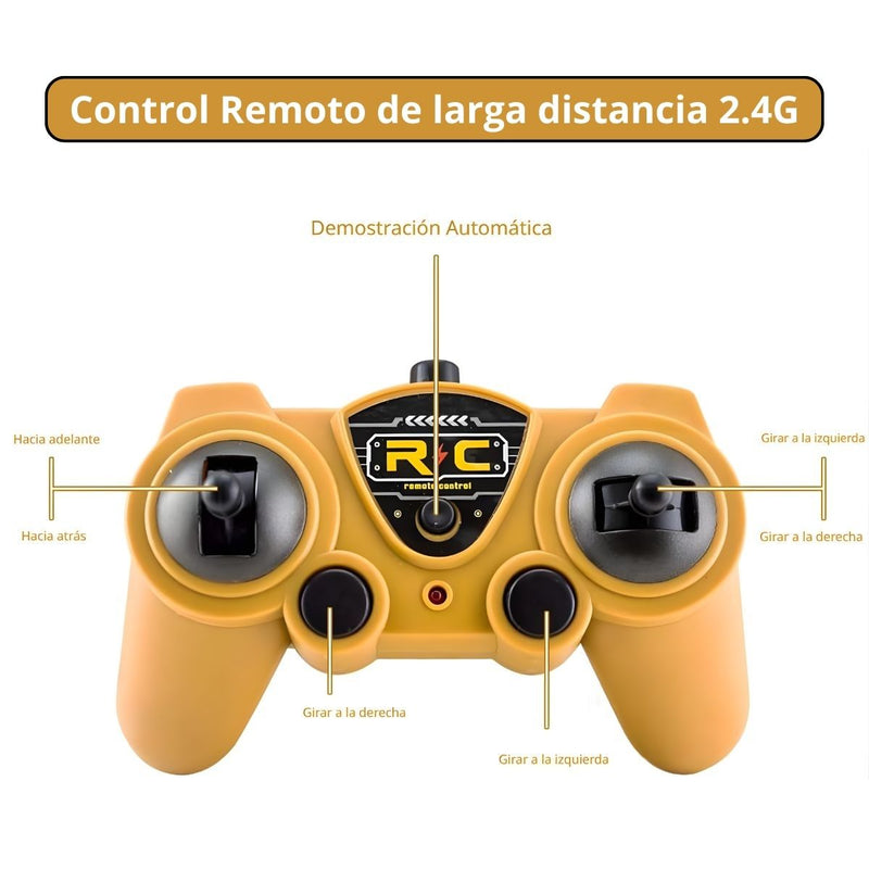 Camión Mezclador de Juguete con Control Remoto con luz, tambor rotativo 360°, Luz LED 15.5x11x36cm. Camión Concretero para Niños.