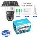 Cámara de Seguridad Solar WiFi Doble Lente T8 Blanca con Visión Nocturna Color, Audio Bidireccional y PTZ 355°