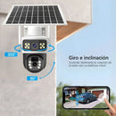 Cámara de Seguridad Solar WiFi Doble Lente T8 Blanca con Visión Nocturna Color, Audio Bidireccional y PTZ 355°