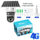 Cámara de Seguridad Solar 4G Doble Lente T8 Blanca con Visión Nocturna Color, Audio Bidireccional y PTZ 355° (Funciona solo con SIM CARD 4G)