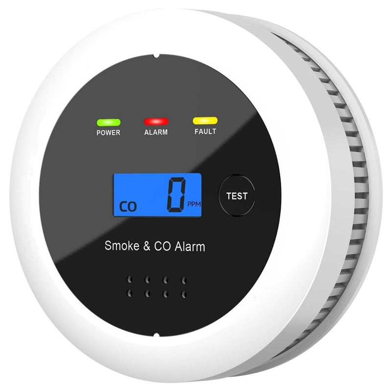 Detector De Humo Y Monóxido De Carbono (CO2) 2 En 1 Con Pantalla Digital Y Alarma De 85dB. Utiliza 3 baterias AA (No incluidas)