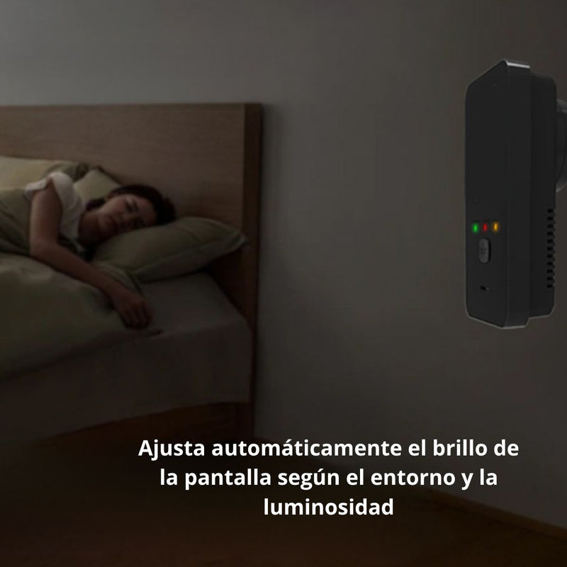 Detector alarma 4 En 1 De Gas, Monóxido De Carbono Co2, Temperatura Y Humedad Con Pantalla LCD 110V Plug And Play. Material ABS Ignífugo