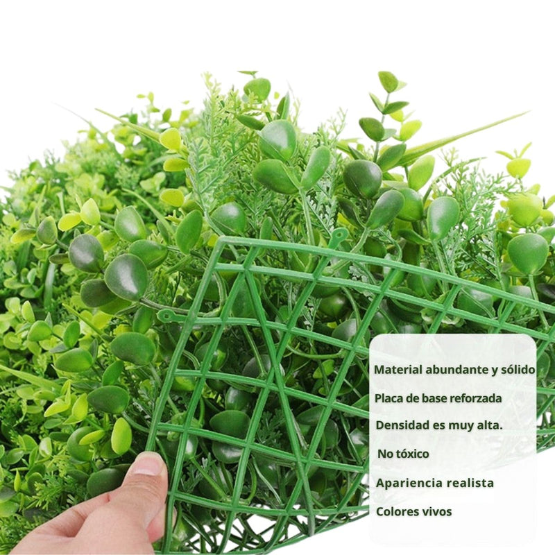 Follaje Artificial De Plástico (60 x 40 Cm) De 4 Cm De Altura Para Jardín Vertical, Muro Verde, Decoración Interior Y Exterior.