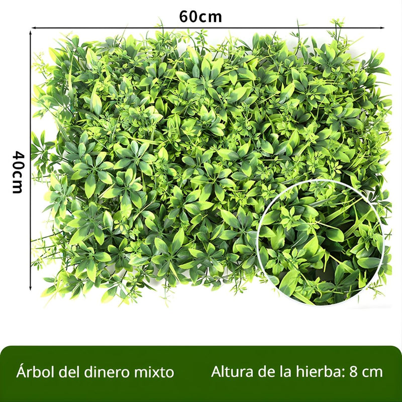 Follaje Artificial De Plástico (60 x 40 Cm) De 4 Cm De Altura Para Jardín Vertical, Muro Verde, Decoración Interior Y Exterior.