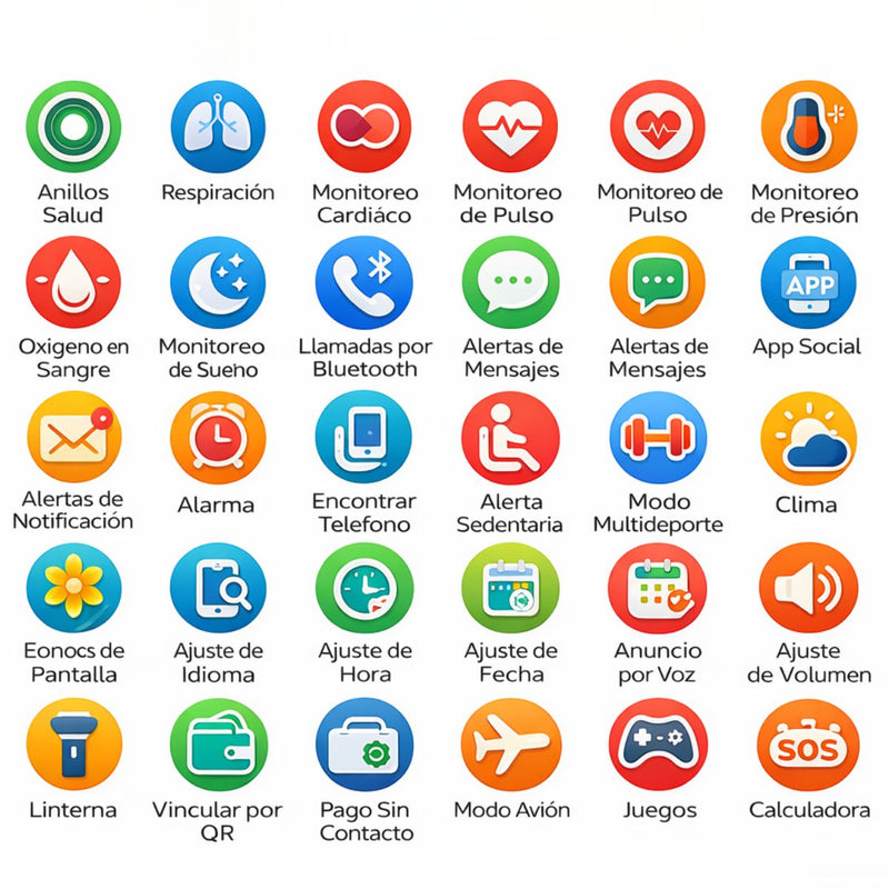 Smartwatch con llamadas y pantalla TFT 2.19” Reloj Inteligente Bluetooth. Ritmo Cardíaco y Pantalla en Español. Color Blanco