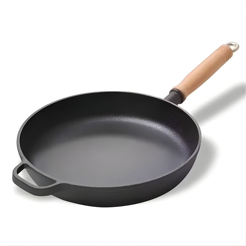 Sartén De Hierro Fundido Con Mango De Madera 8.7" (22 cm). Sartenes. Paila Para Cocinar. Cacerola.