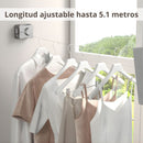 Tendedero de Ropa Retráctil de Pared 5.1 m Gris, Cuerda de Acero Inoxidable Ajustable Resistente Al Viento. Ahorrador de Espacio. Rack para Secar Ropa.