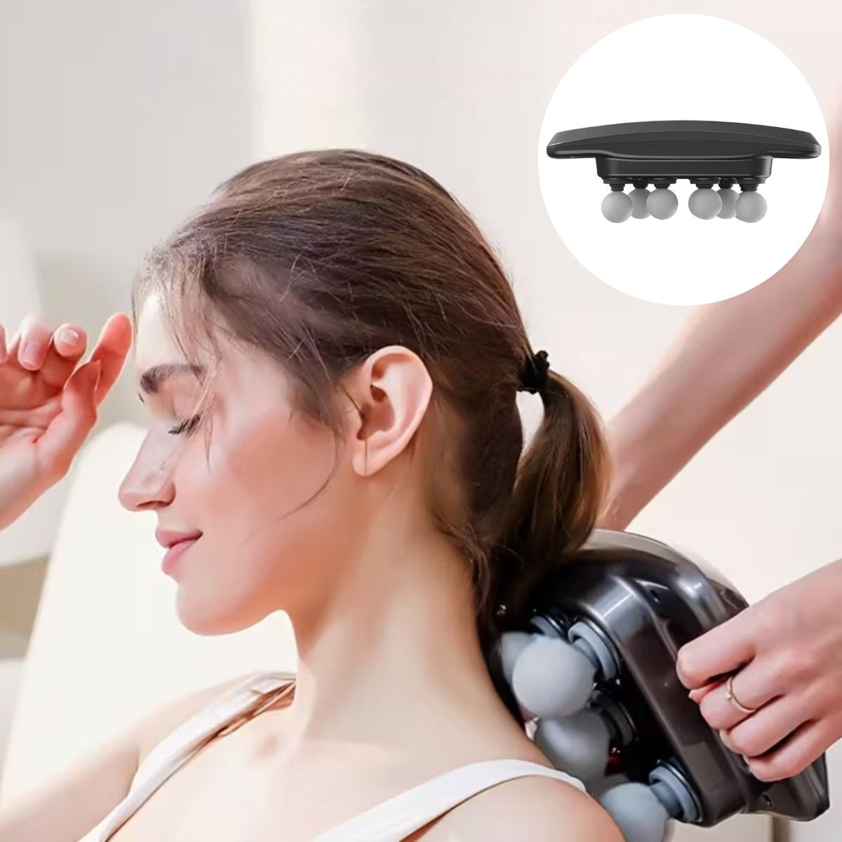 Masajeador Portátil Corporal con 9 niveles LCD. Pistola de Masajes Inalámbrica con Vibración. Color Negro.