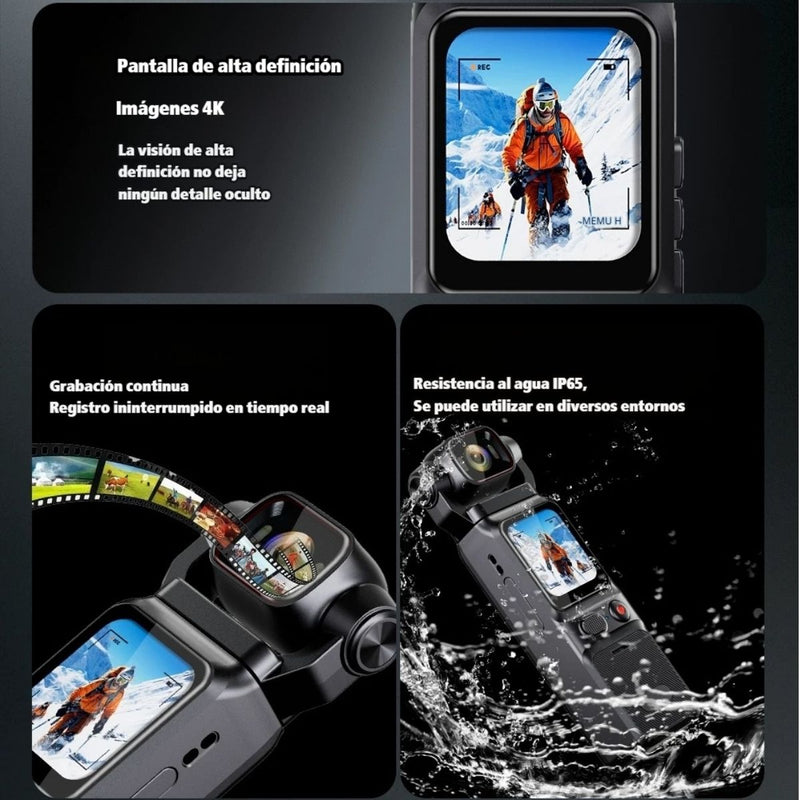 Cámara Antivibración De Bolsillo 4K L18 30FPS De 6 Ejes IP65. Videocámara Con Estabilización Giroscópica Batería 3000mAh Pantalla 1.69”