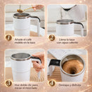 Taza Revolvedora Automática para Mezclar Bebidas Calientes con Medición de Temperatura, Color Blanco, 380 ml, Taza agitadora