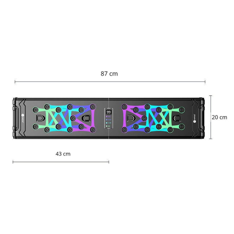 Tabla de Flexiones puh ups Inteligente con Pantalla LCD y Conteo Digital con Empuñaduras Antideslizantes. Tabla Plegable de Entrenamiento  (87x20 cm) Color Negro