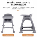 Silla de Comer para Bebés y Niños con Bandeja Ajustable  y Cinturón de Seguridad. Silla Alta Infantil Antivuelco. Color Gris