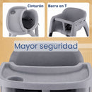 Silla de Comer para Bebés y Niños con Bandeja Ajustable  y Cinturón de Seguridad. Silla Alta Infantil Antivuelco. Color Gris
