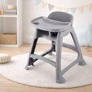 Silla de Comer para Bebés y Niños con Bandeja Ajustable  y Cinturón de Seguridad. Silla Alta Infantil Antivuelco. Color Gris