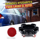 Base Rodante para Cubeta de Detailing | Dolly con Ruedas y Porta Botellas para Car Wash Lavado de Auto con 5 Ruedas. Capacidad 250 lb. Diámetro 45 cm. Color Negro.