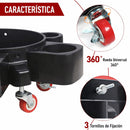 Base Rodante para Cubeta de Detailing | Dolly con Ruedas y Porta Botellas para Car Wash Lavado de Auto con 5 Ruedas. Capacidad 250 lb. Diámetro 45 cm. Color Negro.