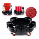 Base Rodante para Cubeta de Detailing | Dolly con Ruedas y Porta Botellas para Car Wash Lavado de Auto con 5 Ruedas. Capacidad 250 lb. Diámetro 45 cm. Color Negro.