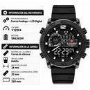 Naviforce Reloj Analógico y Digital en Negro con Correa de Silicona, Diámetro de 45 mm, Cristal Acrílico HD y Resistencia al Agua 5 ATM.
