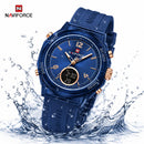 Naviforce Reloj Analógico y Digital Azul Oscuro con Pantalla LCD, Correa de Silicona, Diámetro de 35 mm y Resistencia al Agua 5 ATM.