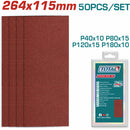 Papeles de Lija 264 x 115mm P40 P80 P120 P180. Ideal para madera y metal. Set de 50 piezas.