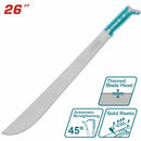 Machete de 18" con mango remachado y cabeza delgada. Mango antideslizante. Acero al carbono.