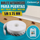 Goma burlete autoadhesivo para puertas, antipolvo, 5mx25mm, color blanco