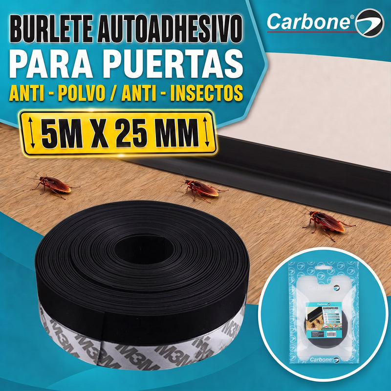Goma burlete autoadhesivo para puertas, antipolvo, 5mx25mm, color negro