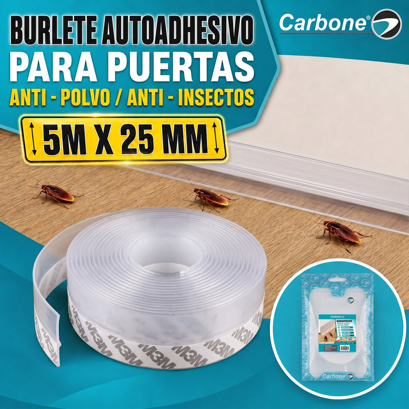 Goma burlete autoadhesivo para puertas, antipolvo, 5mx25mm color transparente