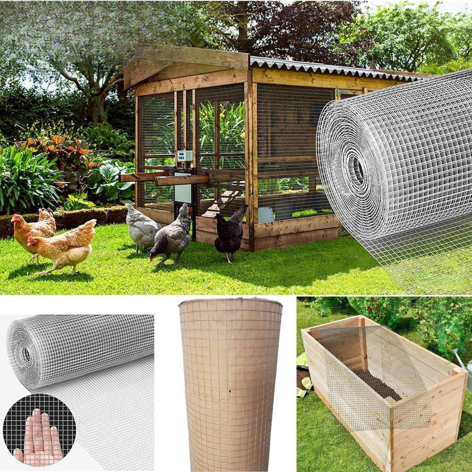 Malla de alambre galvanizado 25m x 0.91m Rollo 1.9cm Ideal para el uso en el campo, granjas, gallineros. Resistente a la corrosion