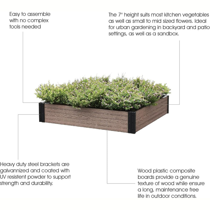 Macetero Jardinera elevado para Plantas 95x90x18cm Café Oscuro Plástico wpc.  Ideal para flores y huertos Jardín Elevado. Jardinera Modular.