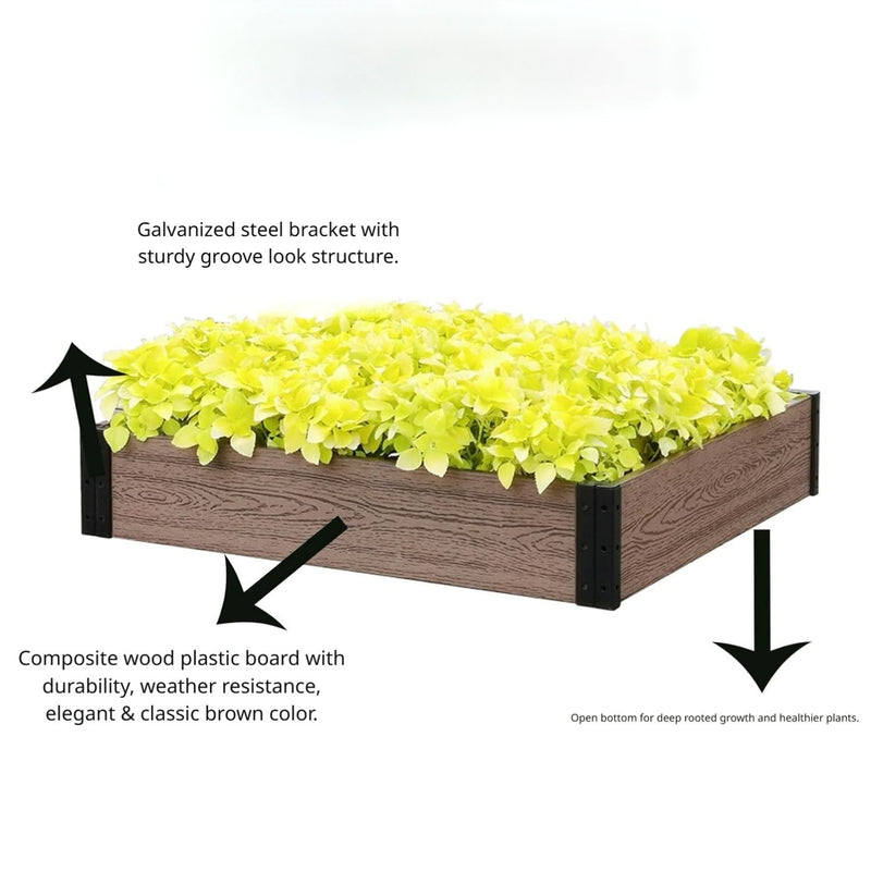 Macetero Jardinera elevado para Plantas 95x90x18cm Café Oscuro Plástico wpc.  Ideal para flores y huertos Jardín Elevado. Jardinera Modular.