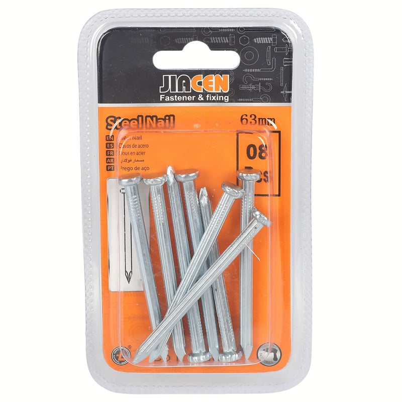 Clavos de cemento 63mm Punta Afilada Hierro resistente ideal para concreto  Set 8 piezas.