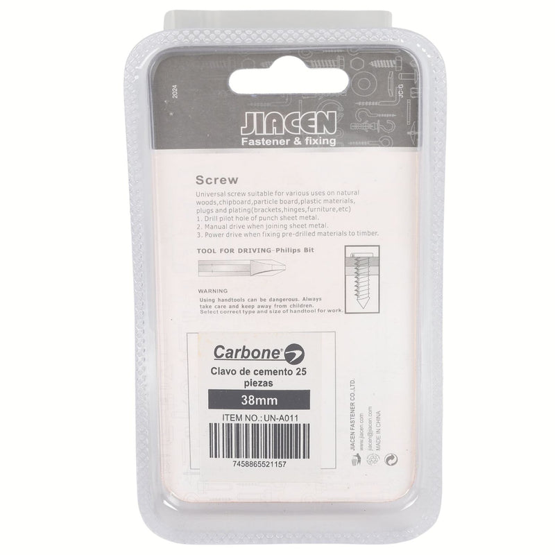 Clavos de cemento 38mm Punta Afilada Hierro resistente ideal para concreto  Set 25 piezas.