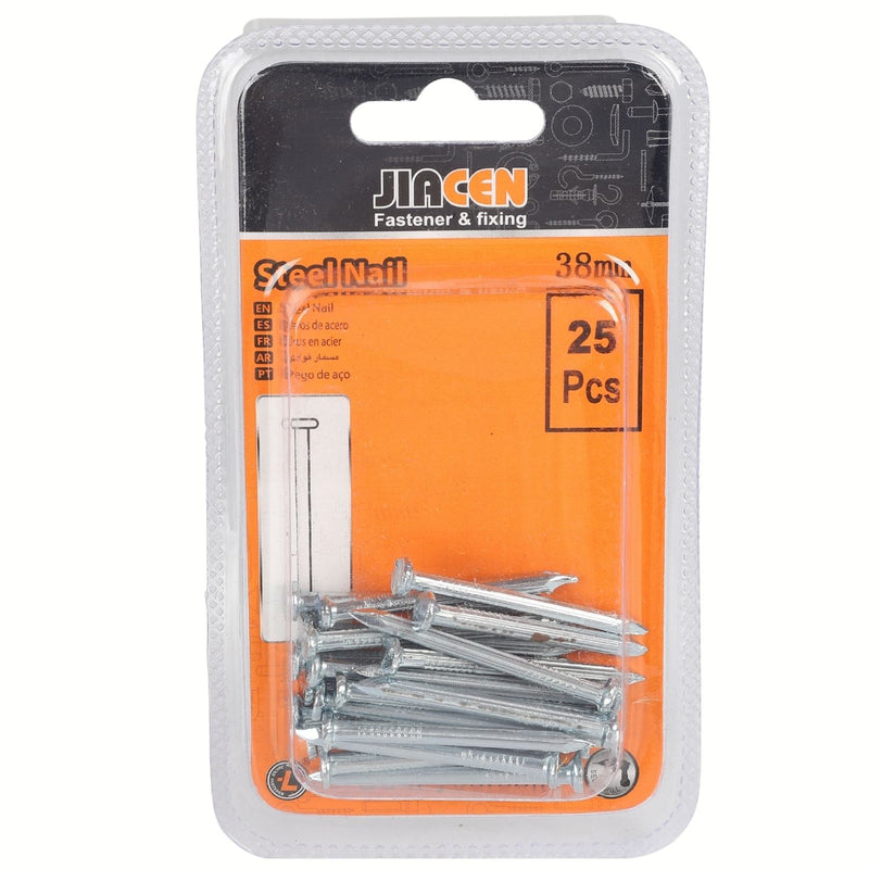 Clavos de cemento 38mm Punta Afilada Hierro resistente ideal para concreto  Set 25 piezas.