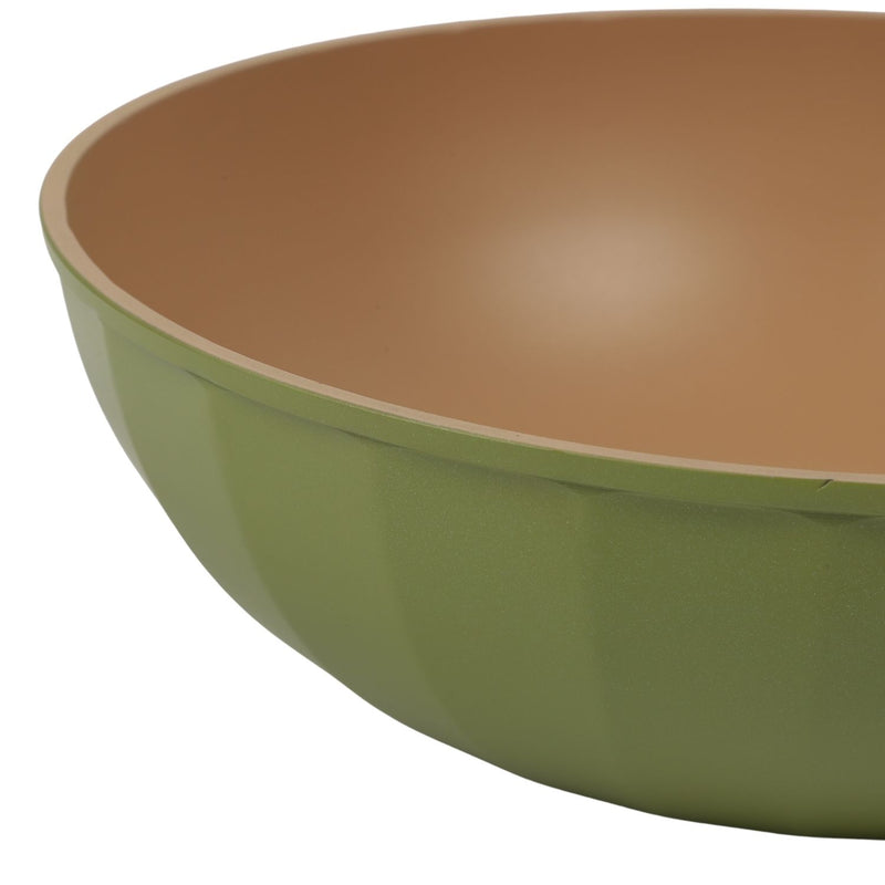 Batería de ollas cocina antiadherente 9 piezas de aluminio. Sartenes, wok y cacerolas con tapas. Set de Cocina