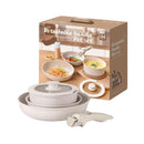 Batería de cocina antiadherente ollas 5 piezas con mango desmontable. Incluye Sartén, cacerola y tapa de vidrio