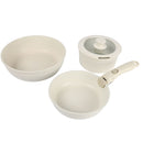 Batería de cocina antiadherente ollas 5 piezas con mango desmontable. Incluye Sartén, cacerola y tapa de vidrio