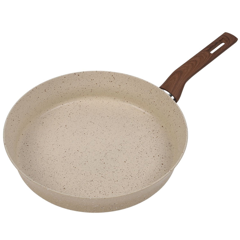 Sartén Antiadherente de Granito 28cm Mango Madera. Aluminio Resistente y Ecológico