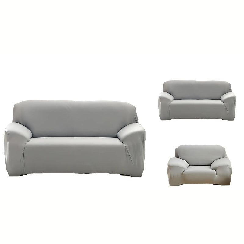 Funda de Sofá Elástica 1+2+3 Gris  Set Completo para Muebles en Poliéster Lavable. Forro protector de Sofá