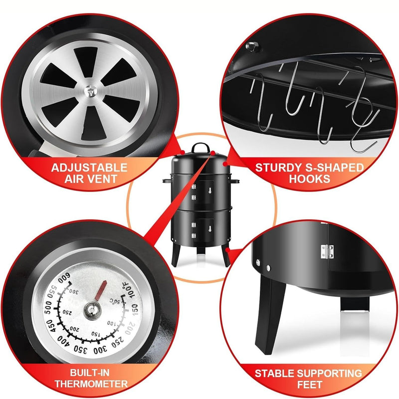 Parrilla BBQ Vertical 70x72cm. Ahumador Clásico de Hierro para BBQ y Asados. Asador de Carbón