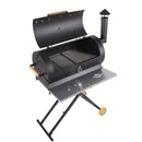 Asador a Carbon Parrilla de Carbón para BBQ 69x34x103cm  de Hierro con Termómetro y Mango de Madera.