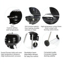 Parrilla de carbón redonda 56x88 cm estilo barbacoa portátil de hierro con termómetro y estante. Asador a carbón