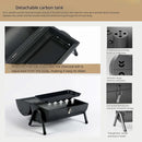 Parrilla de carbón tipo barril 38x25x35 cm portátil con tapa y chimenea estilo BBQ de hierro. Asador de carbón.